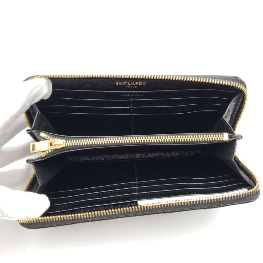 Yves Saint Laurent Zippy Black Chevron Quilted Zip Wallet with Gold Hardware - Picture 9 of 11
